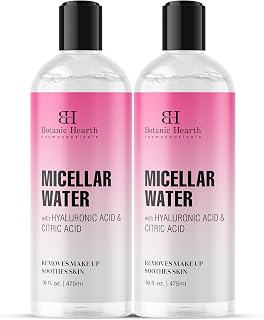 Botanic Hearth Micellar Water Makeup Remover, Dual-Phase Formula, Pack of 2 (16oz Each) - Gentle No-Rinse Cleanser for All Skin Types