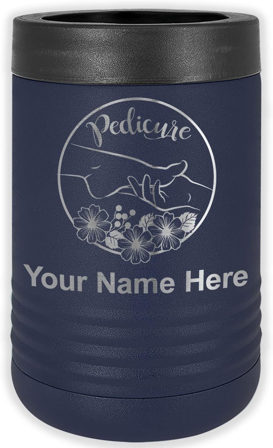 LaserGram Personalized 12 oz. Stainless Steel Can & Bottle Insulator, Pedicure – Keeps Drinks Cold Longer (Gray)