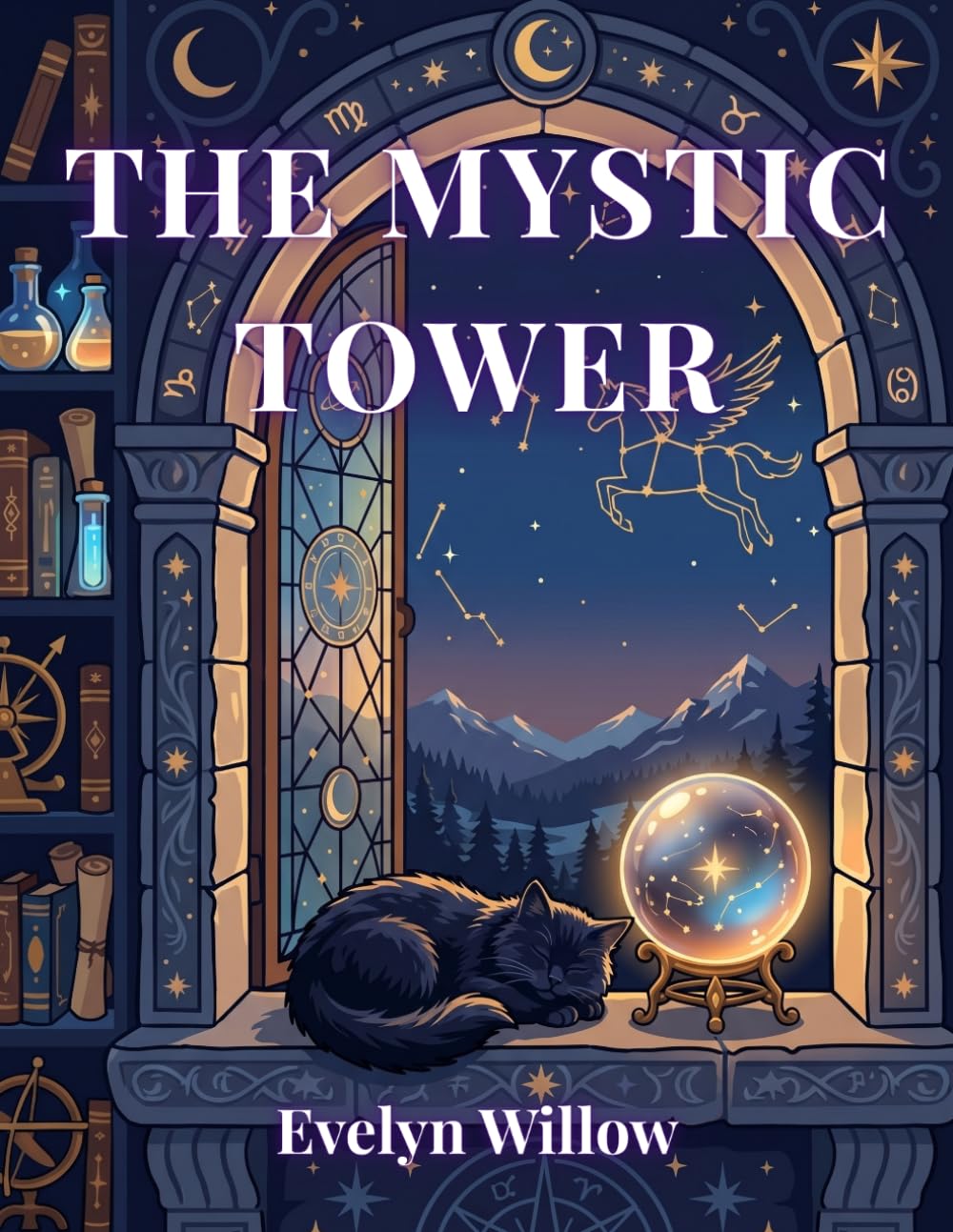 The Mystic Tower: Bold and Easy Dark Academia Coloring Book for Adults: Cozy Astrology, Magical Landscapes, and Relaxing Celestial Vibe for Mindfulness (The Cozy Magical Academy Collection)