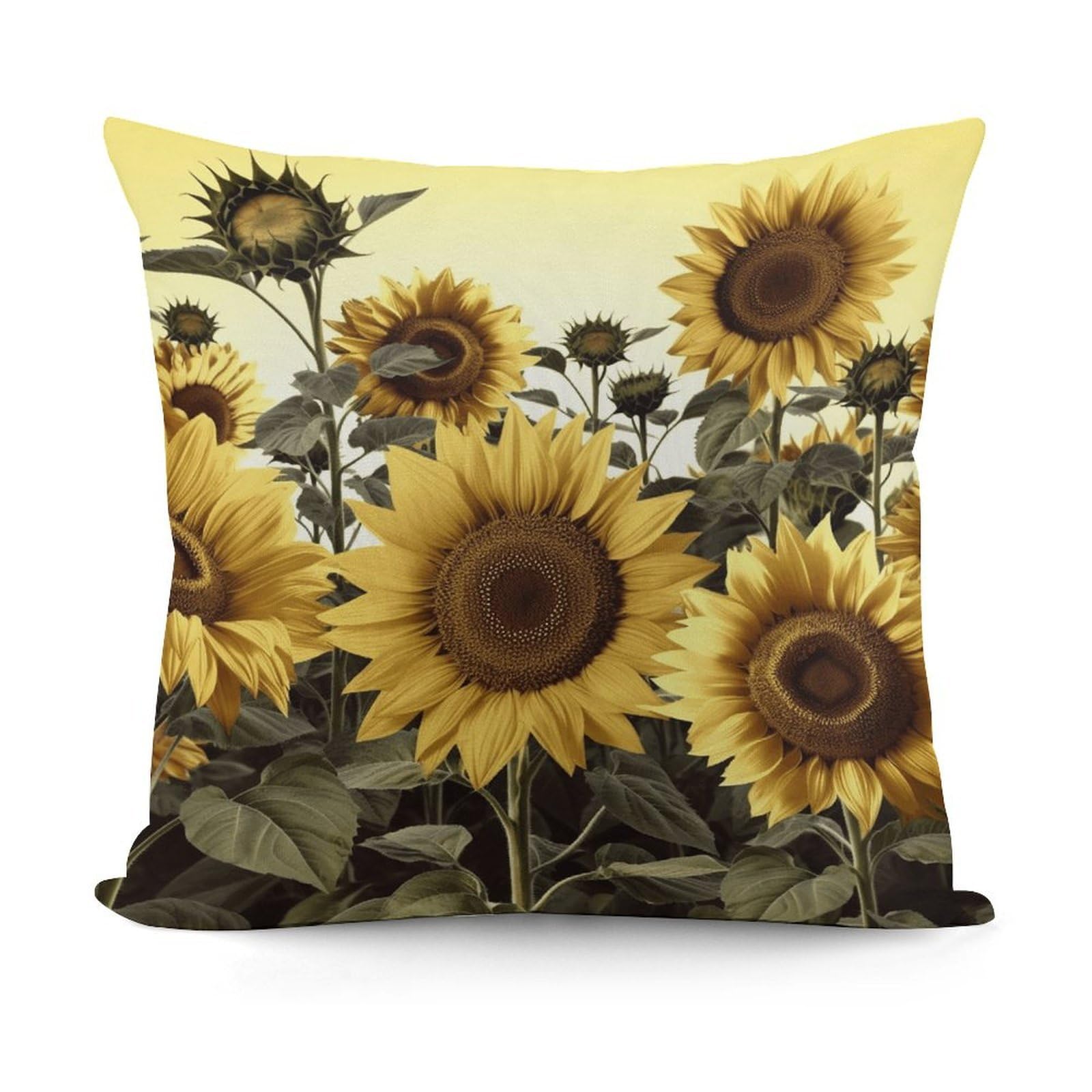 VstaDank Decorative Yellow Sunflower Floral Throw Pillow Covers Luxury Soft Pillowcases Fluffy Plush Accent Pillow Cases Personalized Square Lumbar Pillows Shells for All Seasons 18" X 18"