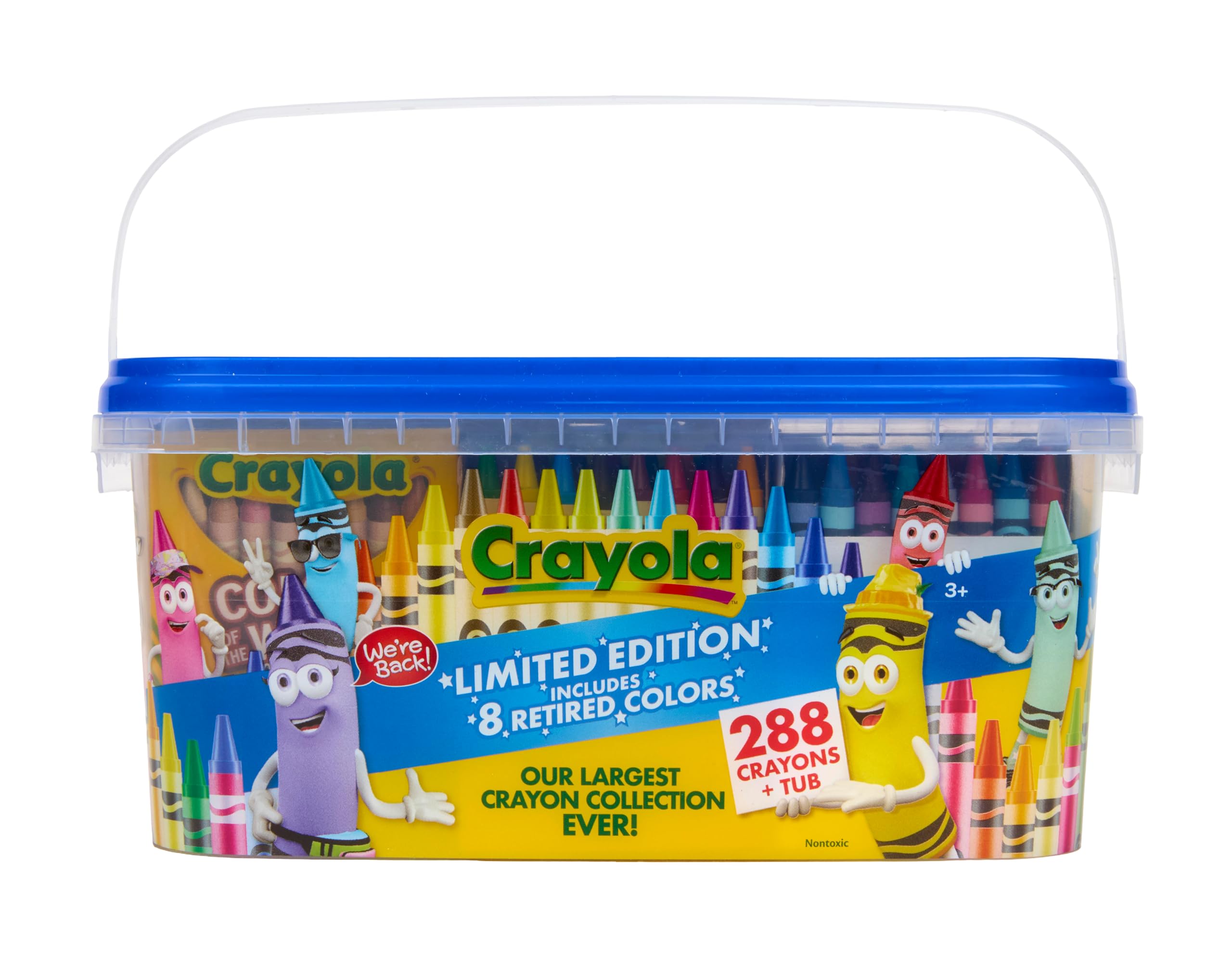 Crayola Crayon Tub – Limited Edition Colors (288ct), Bulk Coloring Crayons for Kids with Storage Tub, Classroom & Art Supplies for Teachers, Ages 3+