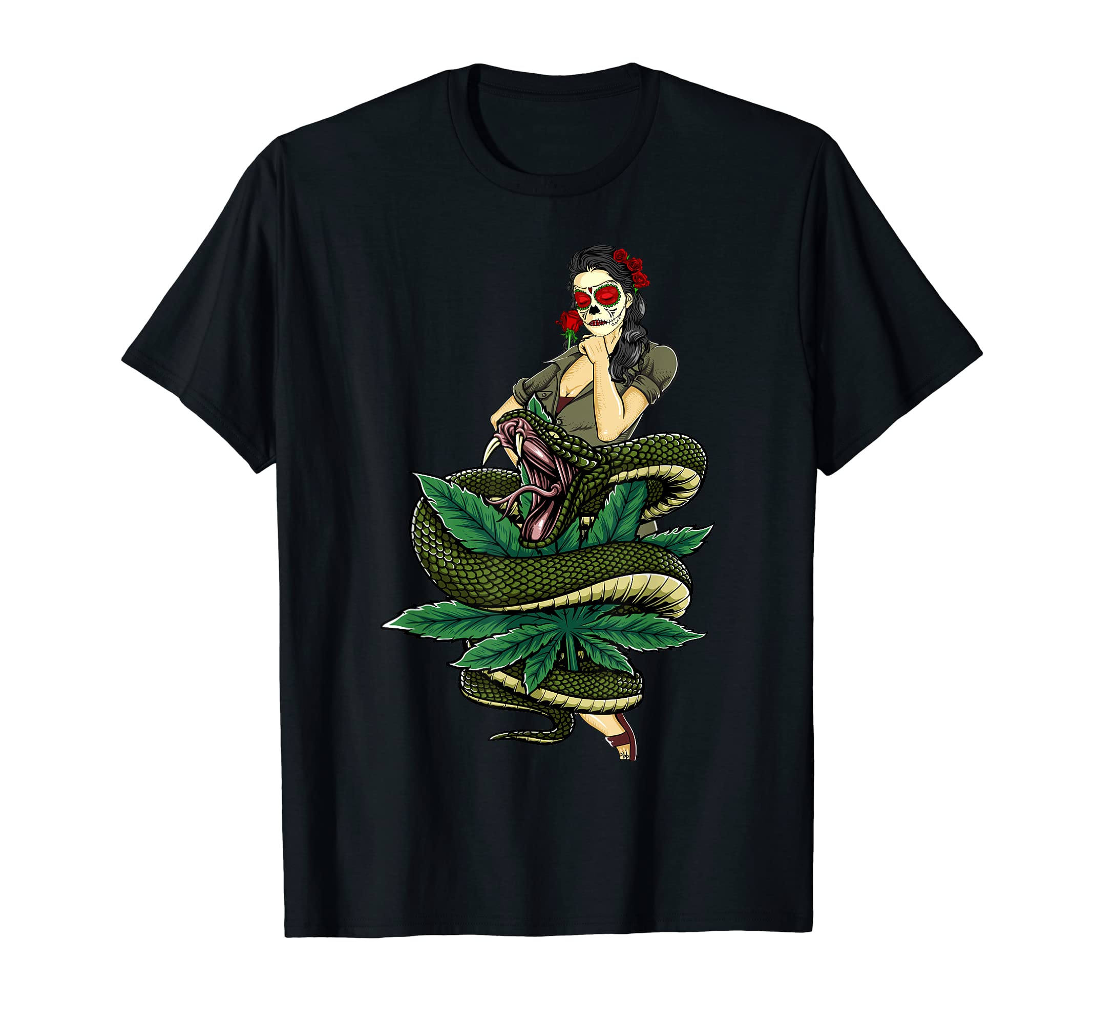 Amazon | ヘビと大麻とピンナップガール。 Tシャツ | Tシャツ 