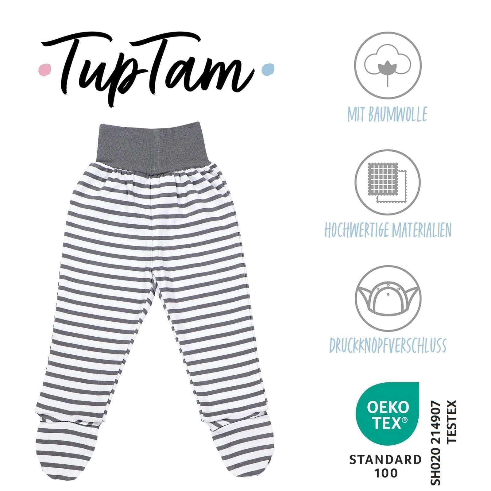 TupTam Pantalones Bebé Niño con Pies 3 Unidades – Polainas Bebé Algodón Cómodos y Suaves