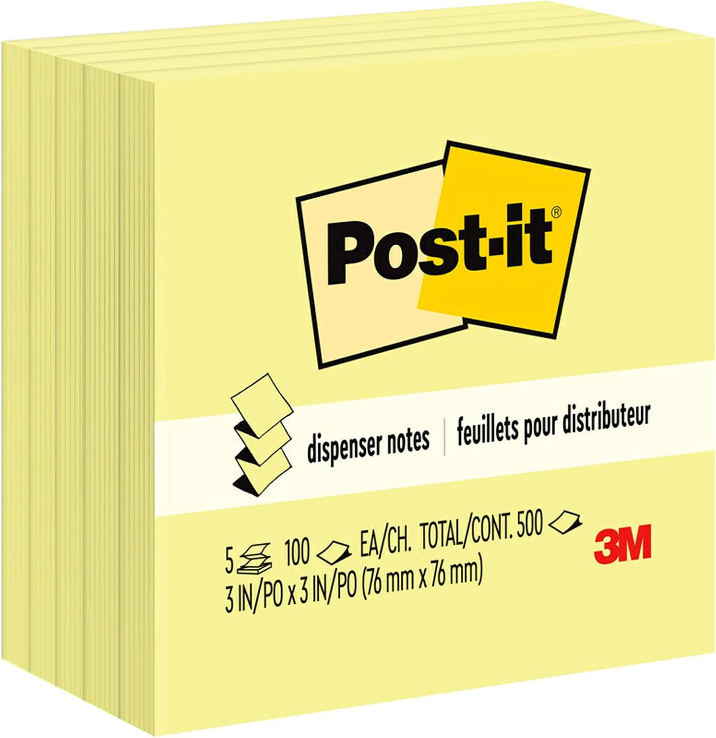 Post-it Pop-up Notes 3x3 in, 5 Pads, America's #1 Favorite Sticky Notes, Canary Yellow, Clean Removal, Recyclable (3301-5YW)