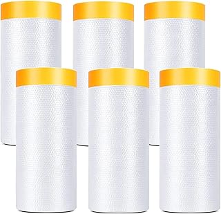 HOUSLUX abdeckfolie klebeband abdeckfolie maler malerfolie， 6 Rollen 110cm*20M, Transparent Abdeckfolie mit Gewebeklebeban...