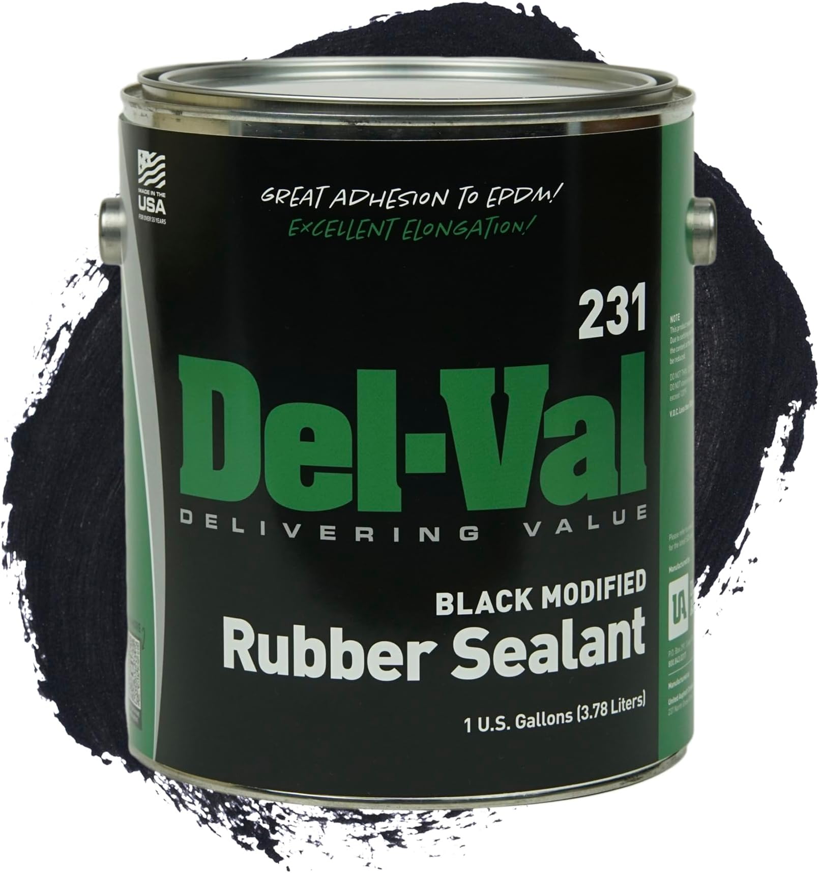 Del-Val 231 Rubber Sealant A Multi-Purpose Easy to Apply Product Designed as a Metal Roof Sealant, Camper Roof Sealant, Waterproof Wood Sealer and Much More, 1 Gallon (Black)