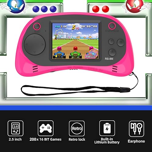 Miniatura 3 de Reproductor de videojuegos portátil de mano para niños con 200 juegos, pantalla de 16 bits de 2.5 pulgadas, mini máquina electrónica retro para