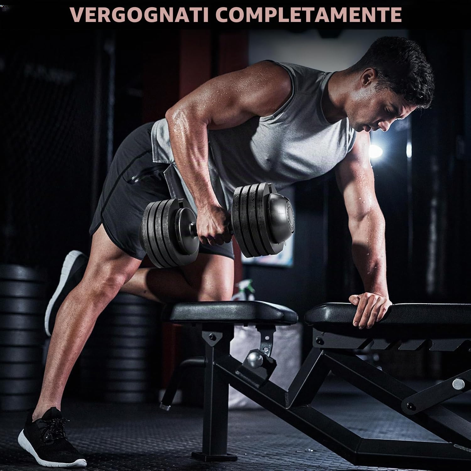 Manubri regolabili 10 kg 20 kg 24 kg manubri singoli o una coppia, con manico antiscivolo, dischi regolabili e vassoio portaoggetti per casa, ufficio, palestra, singolo/coppia