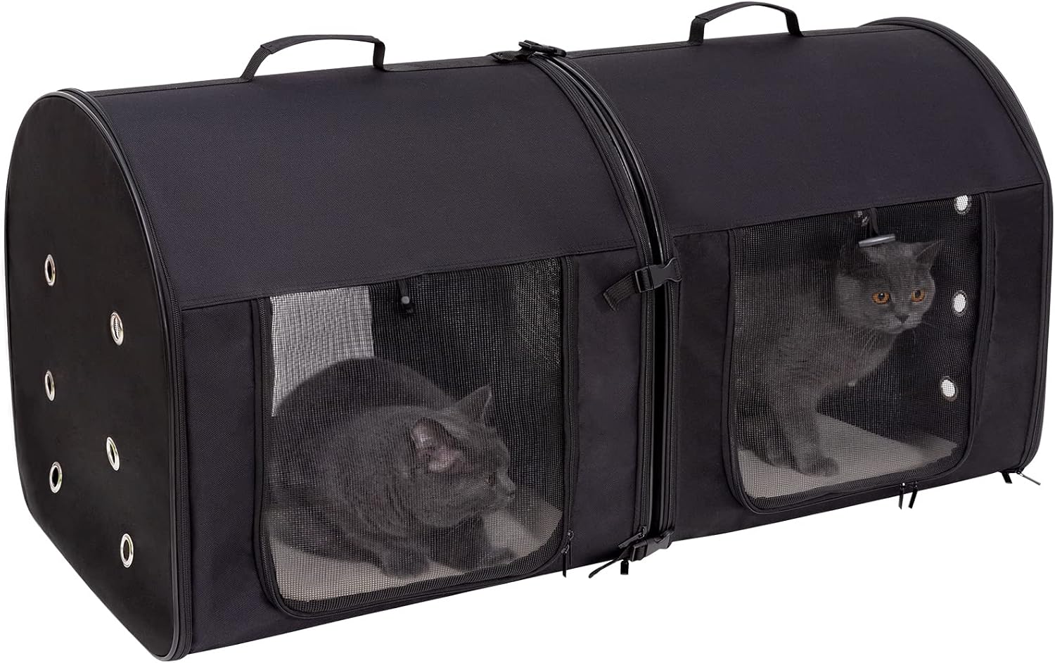 Soft Portable 2-in-1 Double Travel Kennel- Detachable Pet Dual Compartment Carrier to Comfort Pet with Tote Bag Strong Zippers for Pets Seat Dogs Cats
