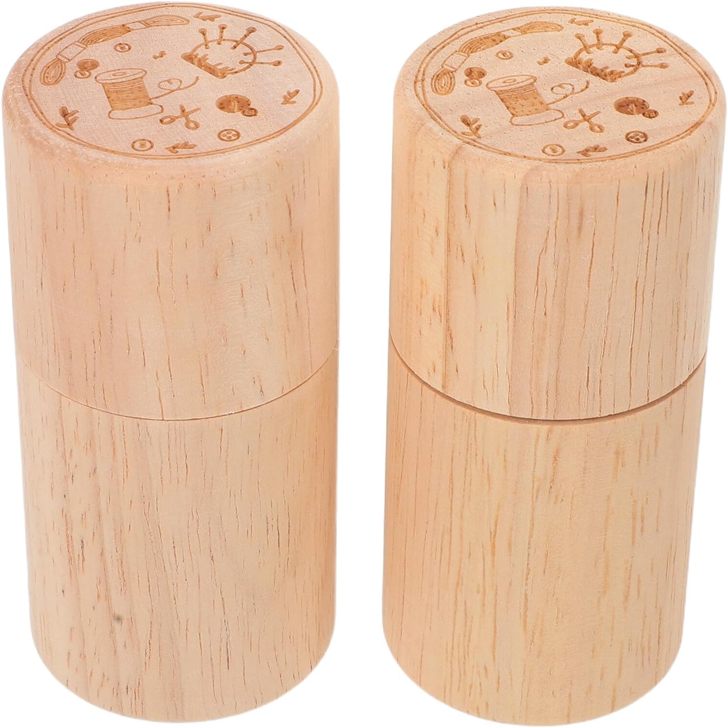 ABOOFAN Portable Wooden Needle Case Holder 2pcs Pink and Red Sewing Needle Storage Box for Travel and Home Embroidery Crafts Organizer