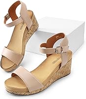 Vista 5 de DREAM PAIRS Sandalias de cuña con plataforma y hebilla de punta abierta para mujer 2025