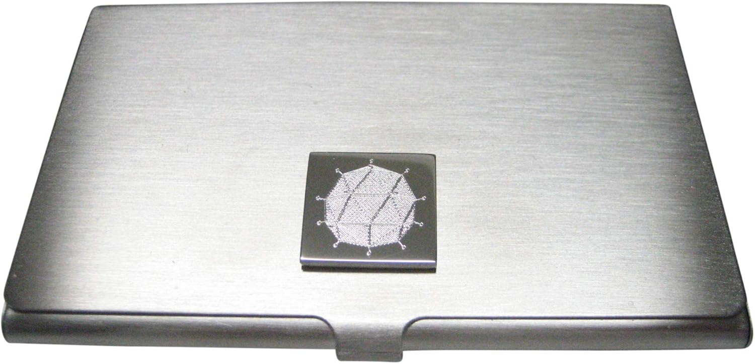 Kiola Designs Silver Toned Etched Polyhedral Virus Business Card Holder