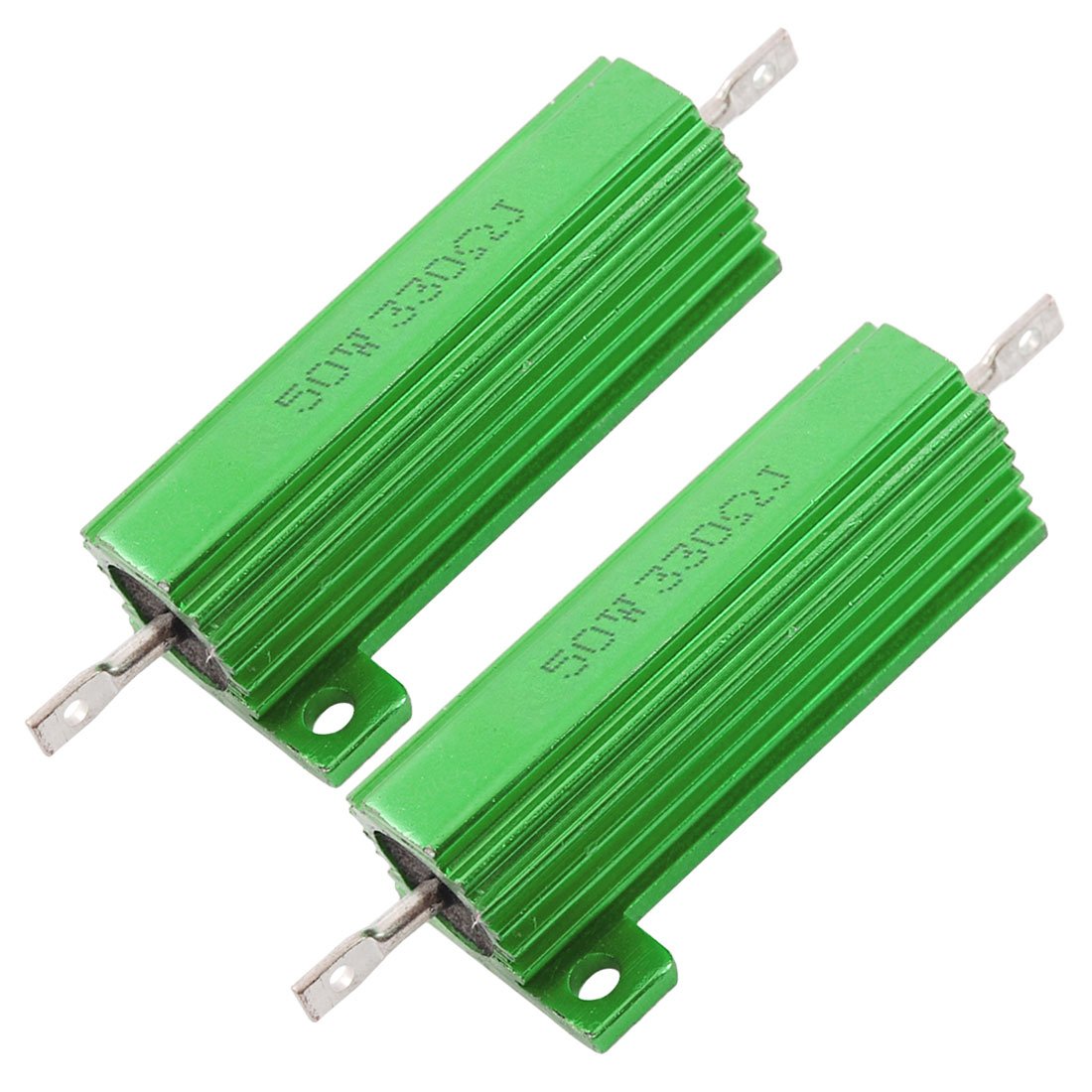 Sourcing Map Green Sourcingmap 2 X Chassis Mounted 50W 330 Ohm 5% Aluminum Case Wirewound Resistors