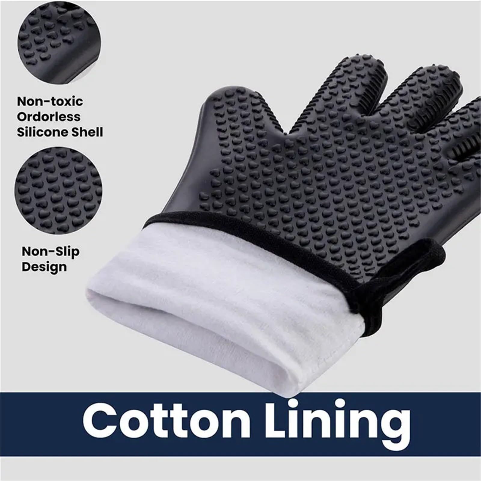 Gants de Four Professionnels Longs en Silicone, avec Doublure matelassée, Gants à Gril résistants la Chaleur, Outils Cuisson pour Cuisine(60cm)