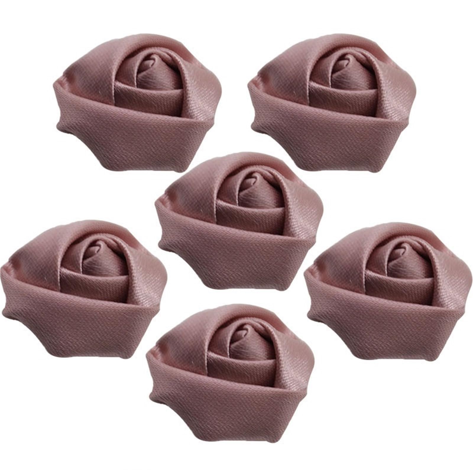 MDSRFGN Fabric Flowers 20pcs 2cm Mini Satin Rose Ribbon Rosettes Fabric Flower DIY Flowers For Home Wedding Decoration Craft(Cameo)