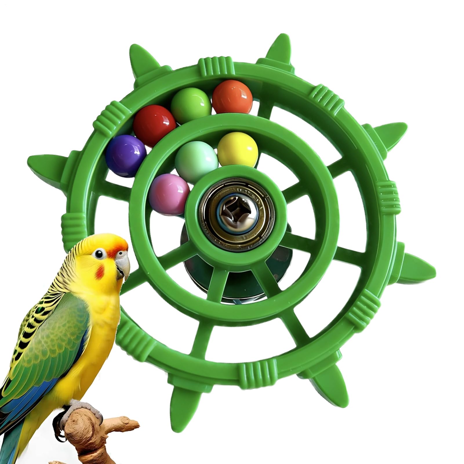 Parrot Toys | Rattle Chew Rotating Windmill - Interactive Chew Toys Pet Supplies | for Lovebird Conure Macaw Myna Pigeon Sparrow Canary Indoor Outdoor Home Cage