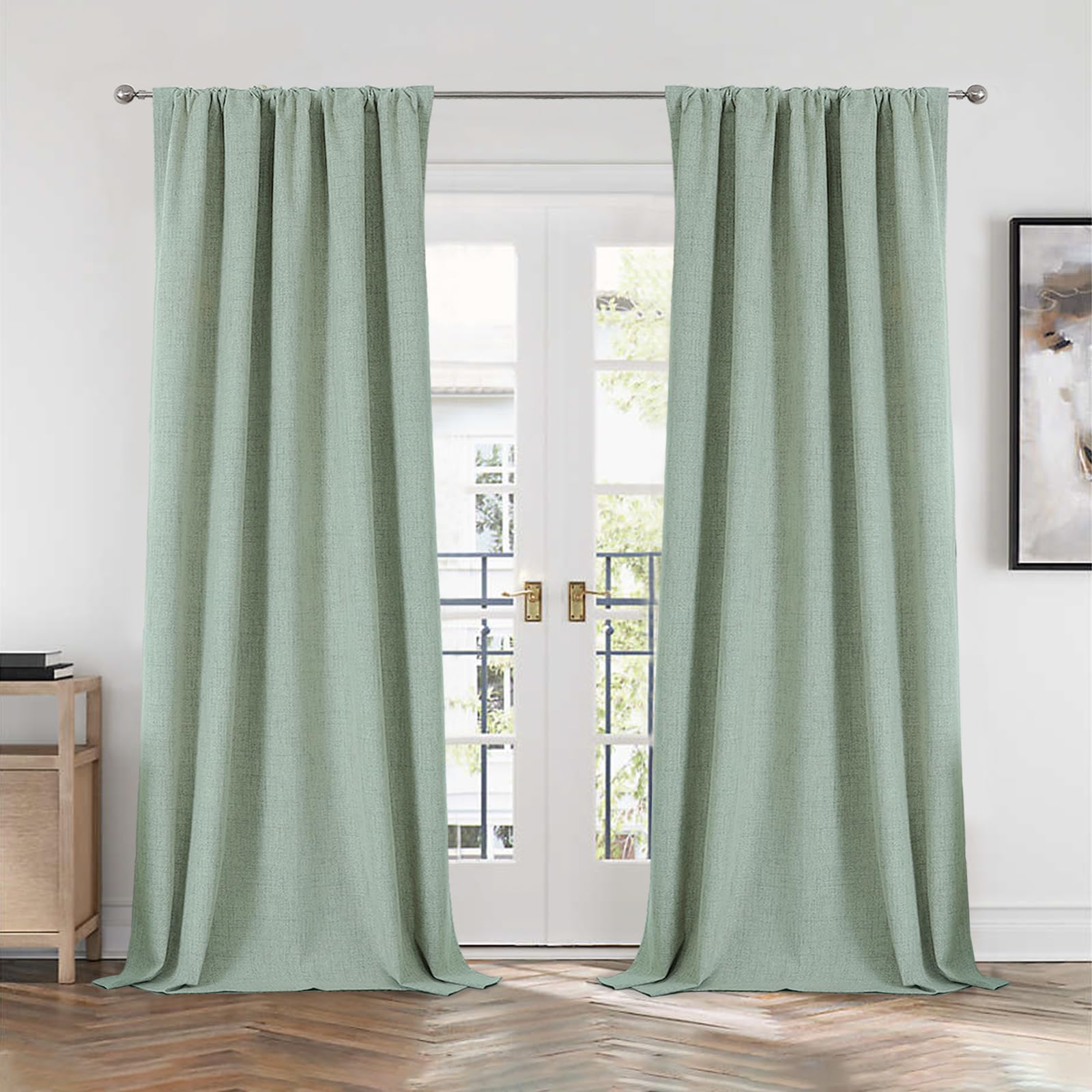 CUCRAF Juego de 2 paneles de cortinas 100 % opacas de 72 pulgadas de largo, trabillas traseras y bolsillo para cortinero para sala de estar, dormitorio, cortinas de oscurecimiento de habitación, con
