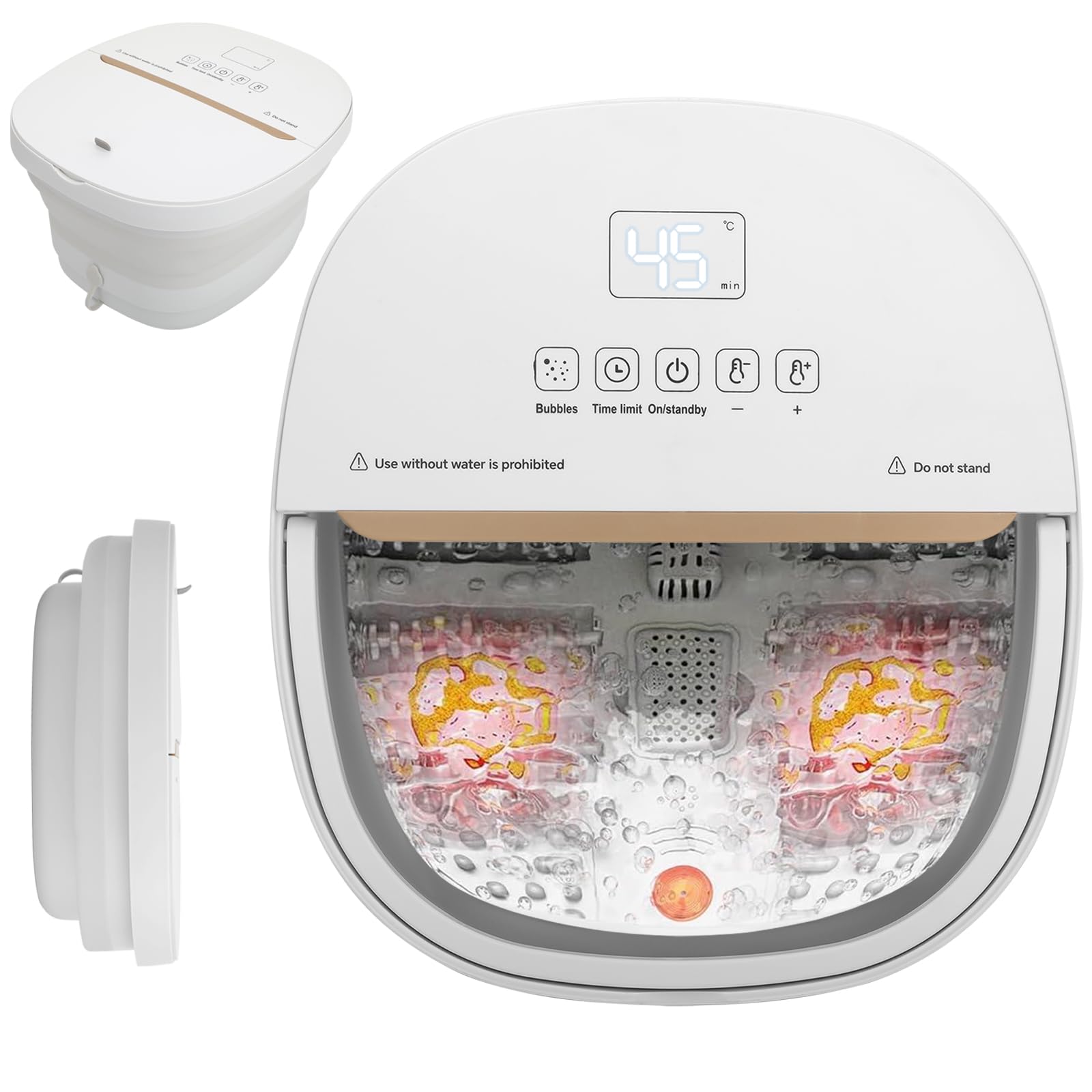 Foot Spa Bath Massager With Heat,Timer,Bubbles, Red Light, 6 Massage Roller Pedicure Tub,Collapsible Foot Soaker, Christmas Birthday Gifts for Women Men Mom Dad