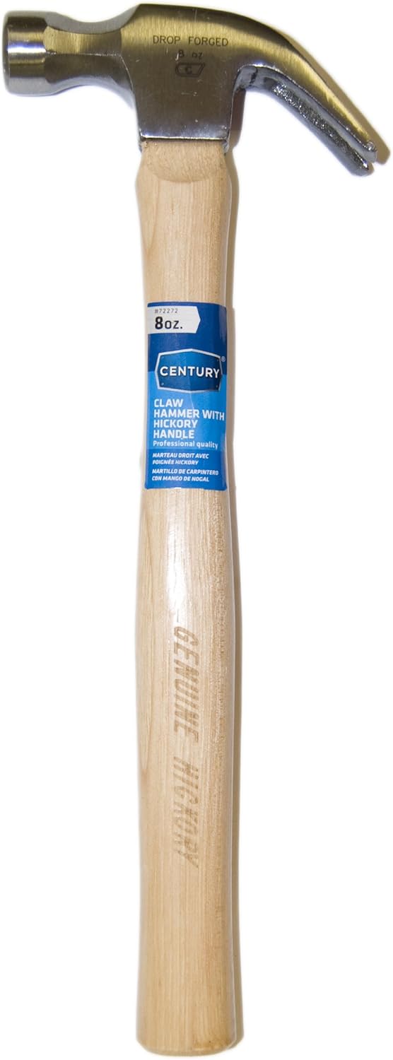 Century Drill & Tool 72272 Curved Claw Wood Handle Hammer, 8-Ounce