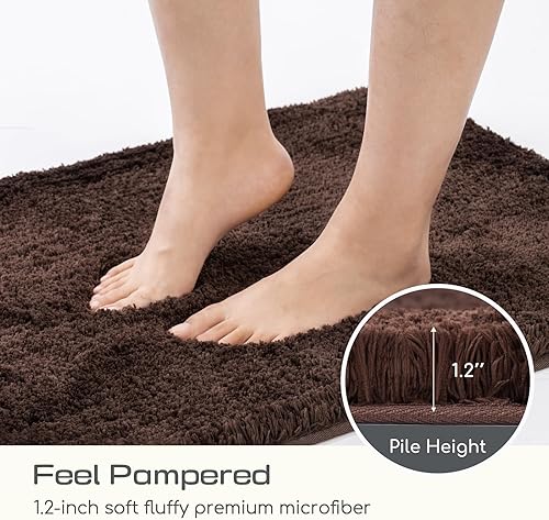 Miniatura 4 de ROSMARUS Alfombras de baño peludas antideslizantes de 24 x 36 pulgadas, tapete de baño absorbente de agua, tapete de ducha suave para suelo de baño