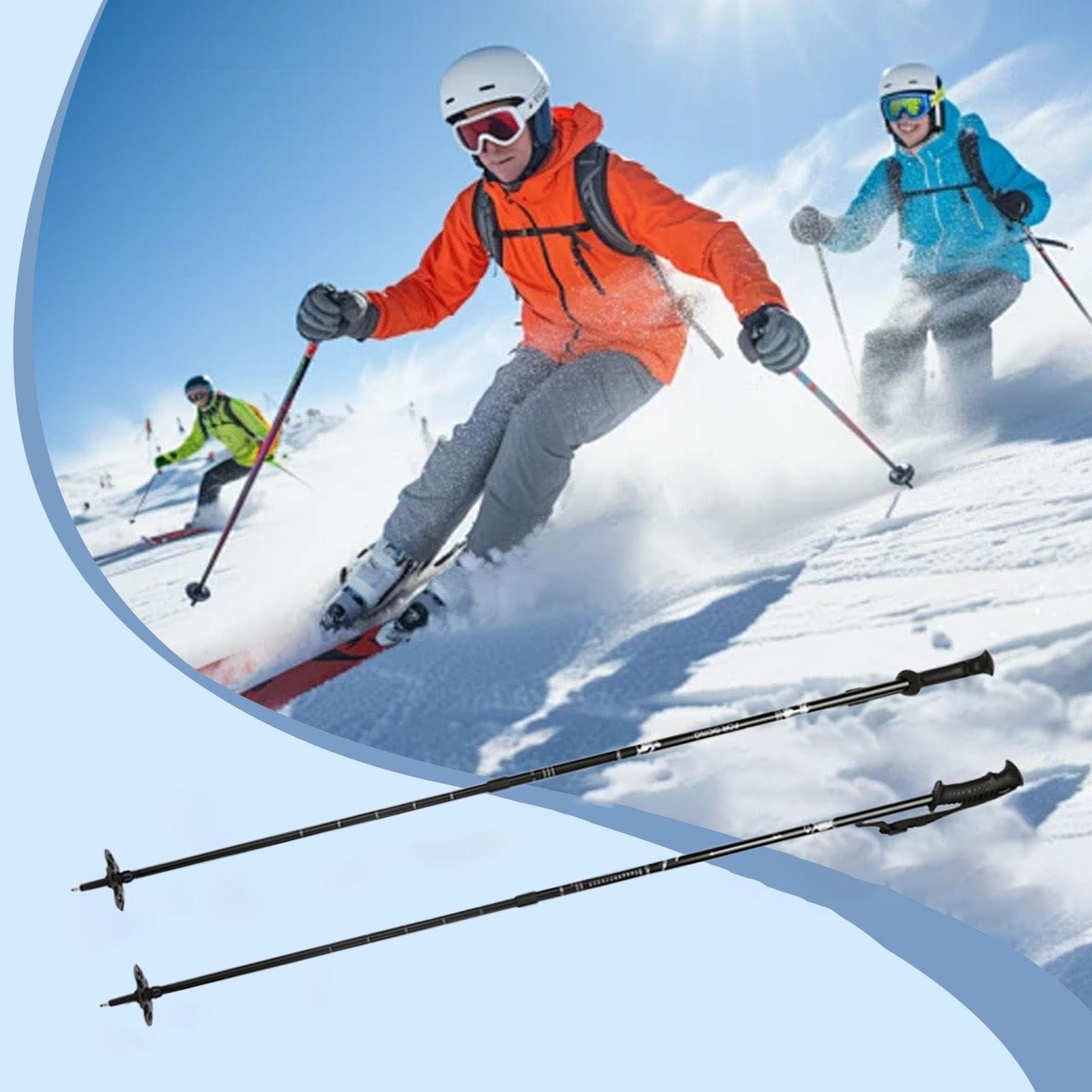 Bâtons de randonnée multifonctionnels légers en Alliage d'aluminium - pour Ski, Raquette et Randonnée avec Poignée Ergonomique