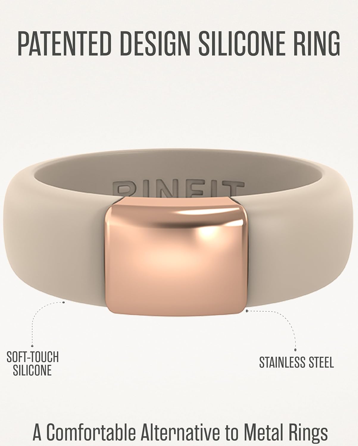 Rinfit Silicone Rings for Women - Silicone Wedding Bands - Womens Rubber Ring with Stainless Steel Plate - Patented Design - Image 5