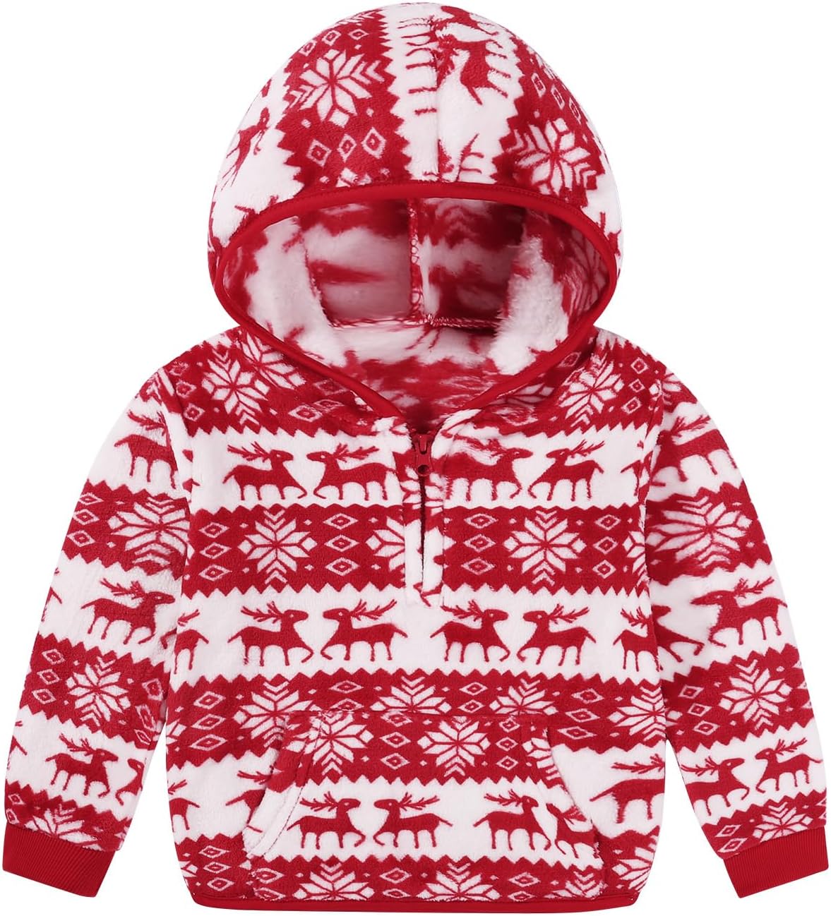 Adarl Toddler Girls Fleece Hoodie Jacket Cozy 1/3 Zip Up Fall Spring Sweatshirt with Pocket Fuzzy Cute Print Top for 2-6T