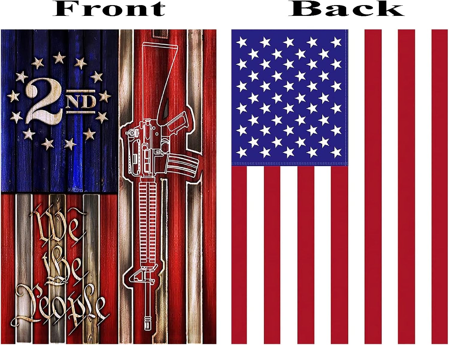 Double Sided - Side 1-2nd Amendment - Side 2 - USA American Flag - Deluxe Garden Flag 12" x 18" 3-ply 600 Denier 110 Knitted Polyester