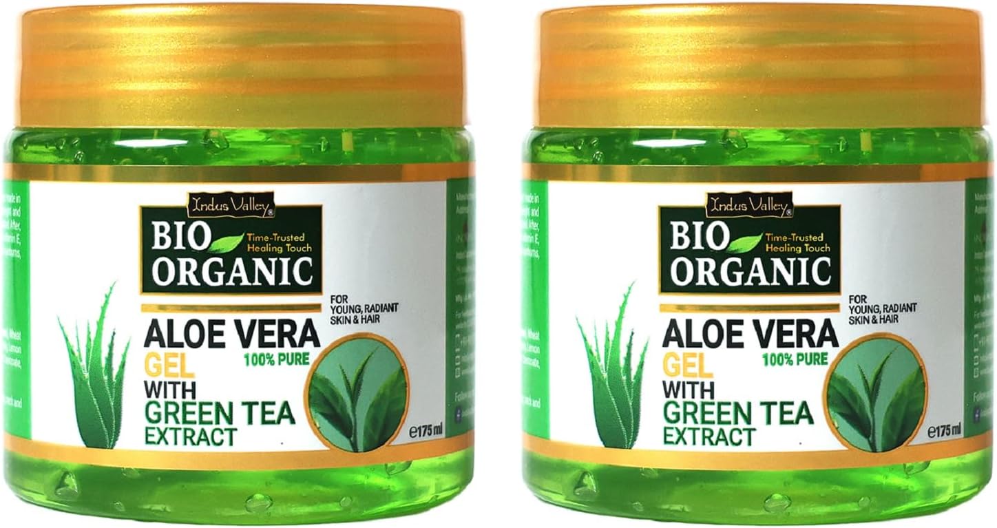 INDUS VALLEY 100% Natural, Pure Aloe Vera Gel for Skin and Hair - (175ml*2=350ml) Set of 2