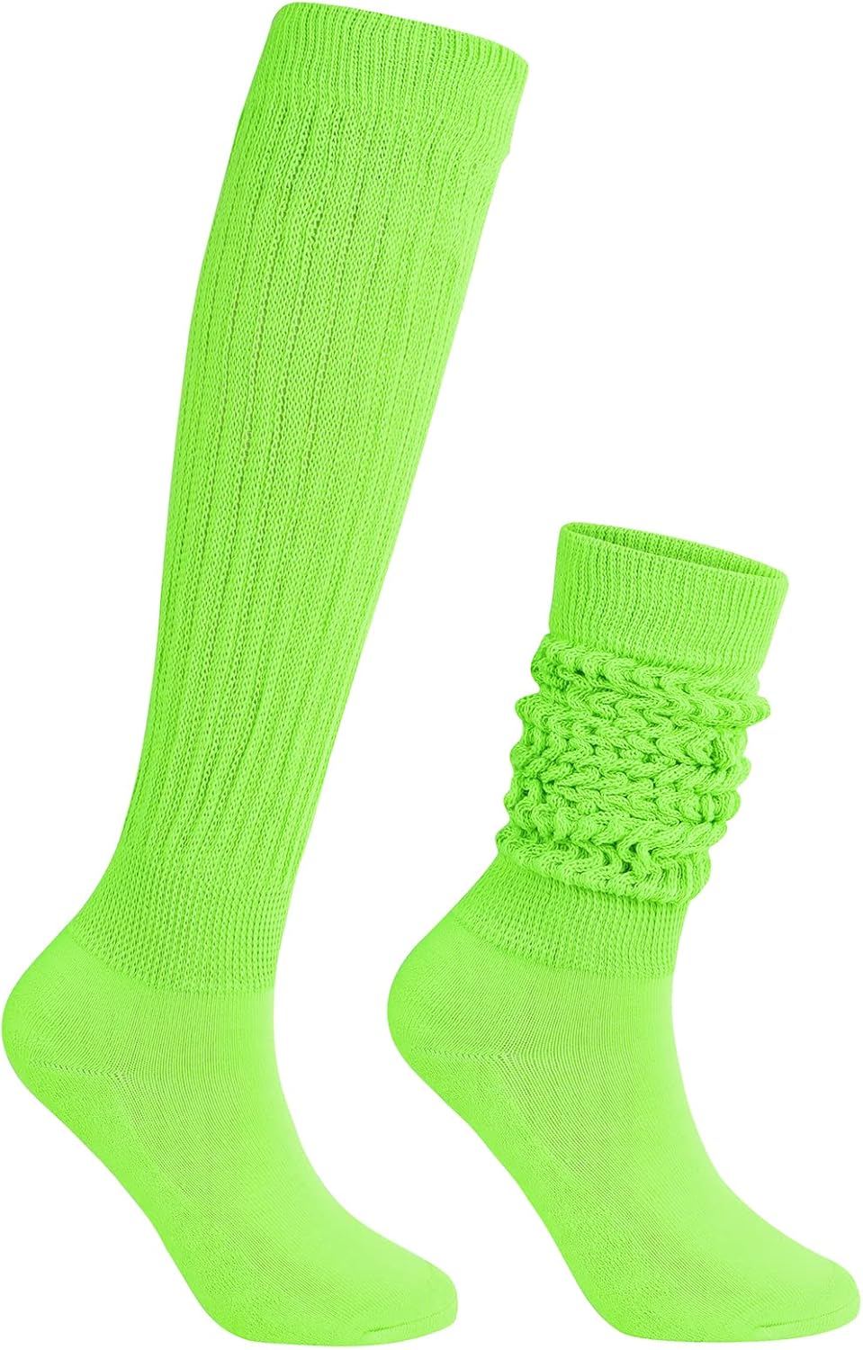 American Trends Slouch Socks for Woman Scrunch Socks 80s 90s Knee High Socks Neon Socks Slouchy Socks Pack Long Socks Bright Green One Size