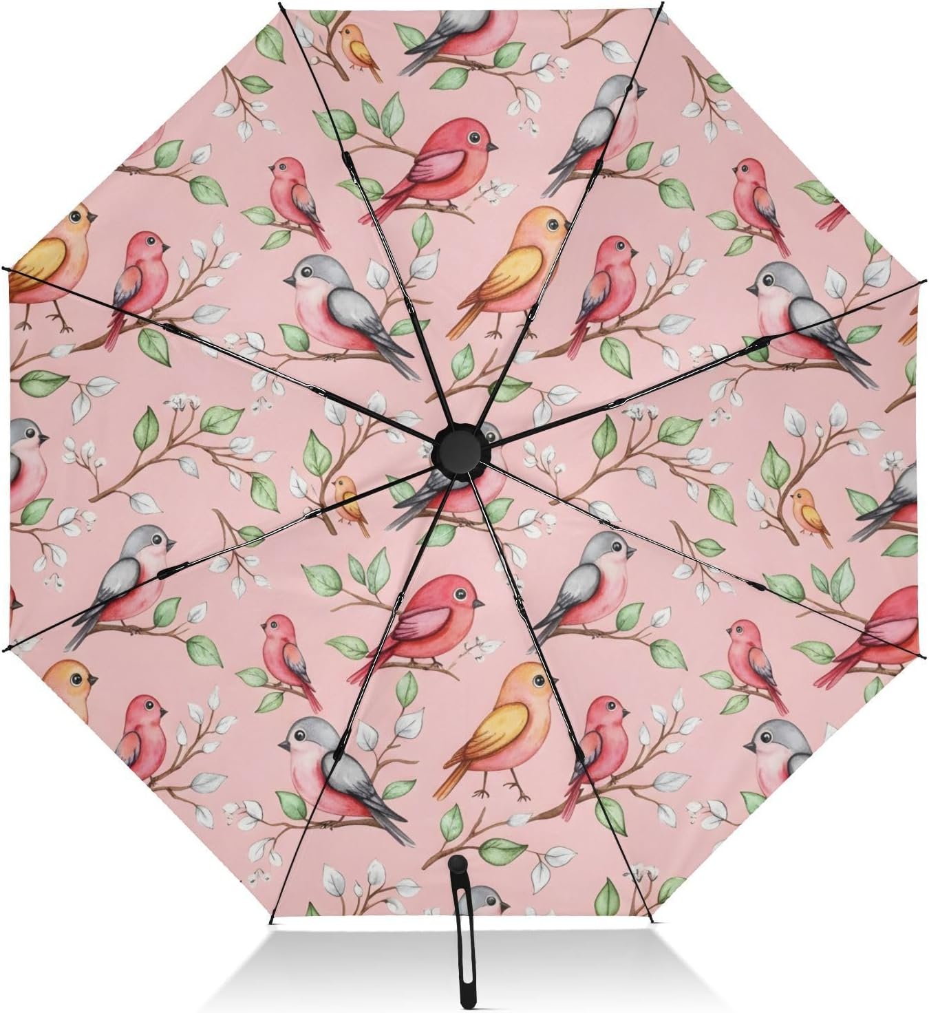 Folding Umbrella Compact Travel Automatic Open Close Sun UV Protection Reverse Inverted Umbrella for Rain Women Men Outside,Birds Branches