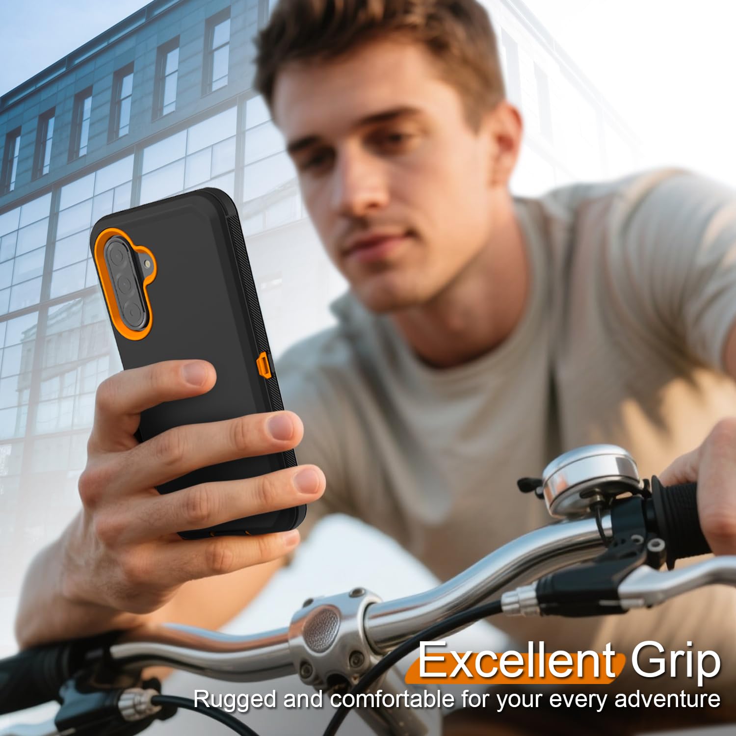 Etui do Samsunga Galaxy A36 5G z 2 szt. ochraniaczy ekranu ze szkła hartowanego, seria kabury z klipsem do paska, wytrzymałe, odporne na wstrząsy etui na telefon (czarne/pomarańczowe)