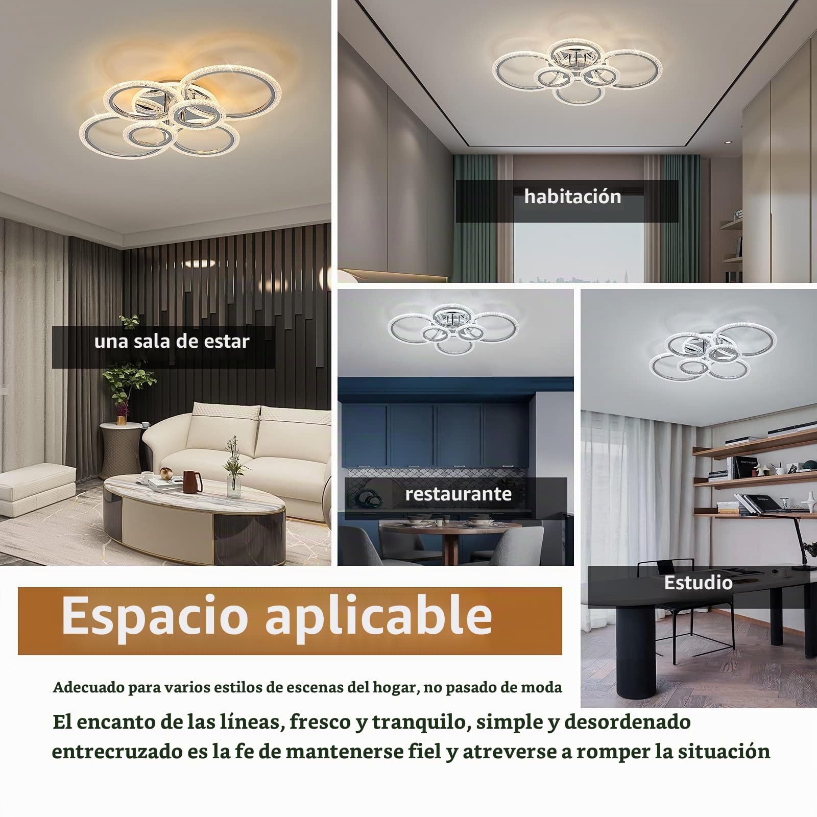 Qcyuui LáMpara De Techo Moderna Regulable, LáMpara De Techo Led De Montaje Empotrado, NóRdica De 6 Ronda Con Mando A Distancia Para SalóN Dormitorio Comedor Cocina | 6100 lm, 3000K-6500K ajustable con control remoto, pantalla de acrílico para dormitorio,