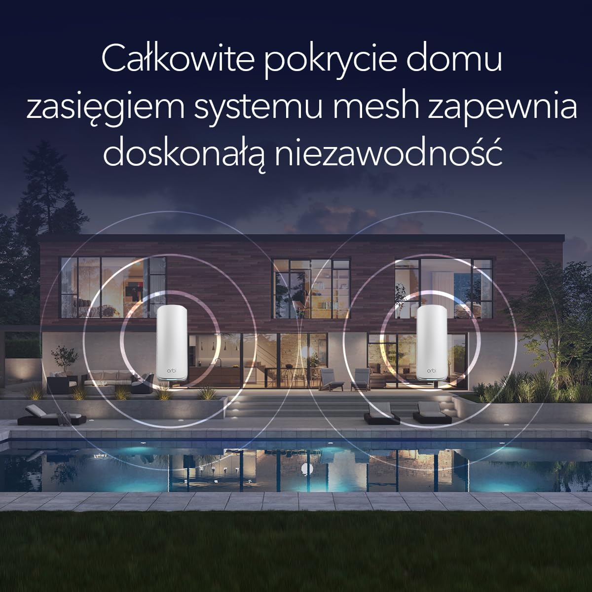 NETGEAR Orbi Trójpasmowy system WiFi 7 Mesh (RBE872) – router + 870 wzmacniacz sygnału satelitarnego, funkcje bezpieczeństwa, do 21 Gb/s, pokrywa do 400 m2, 150 urządzeń, port 10 Gb/s, BE21000