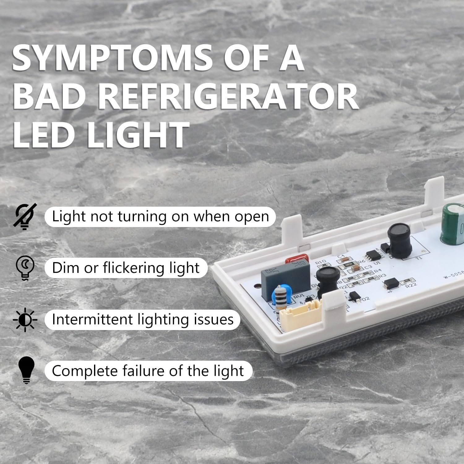 WPW10515058 W10515058 Refrigerator LED Light with Cover Compatible with Whirlpool Freezer Refrigerator Replaces 3021142, AP6022534, PS11755867, W10522611, W10465957 etc.