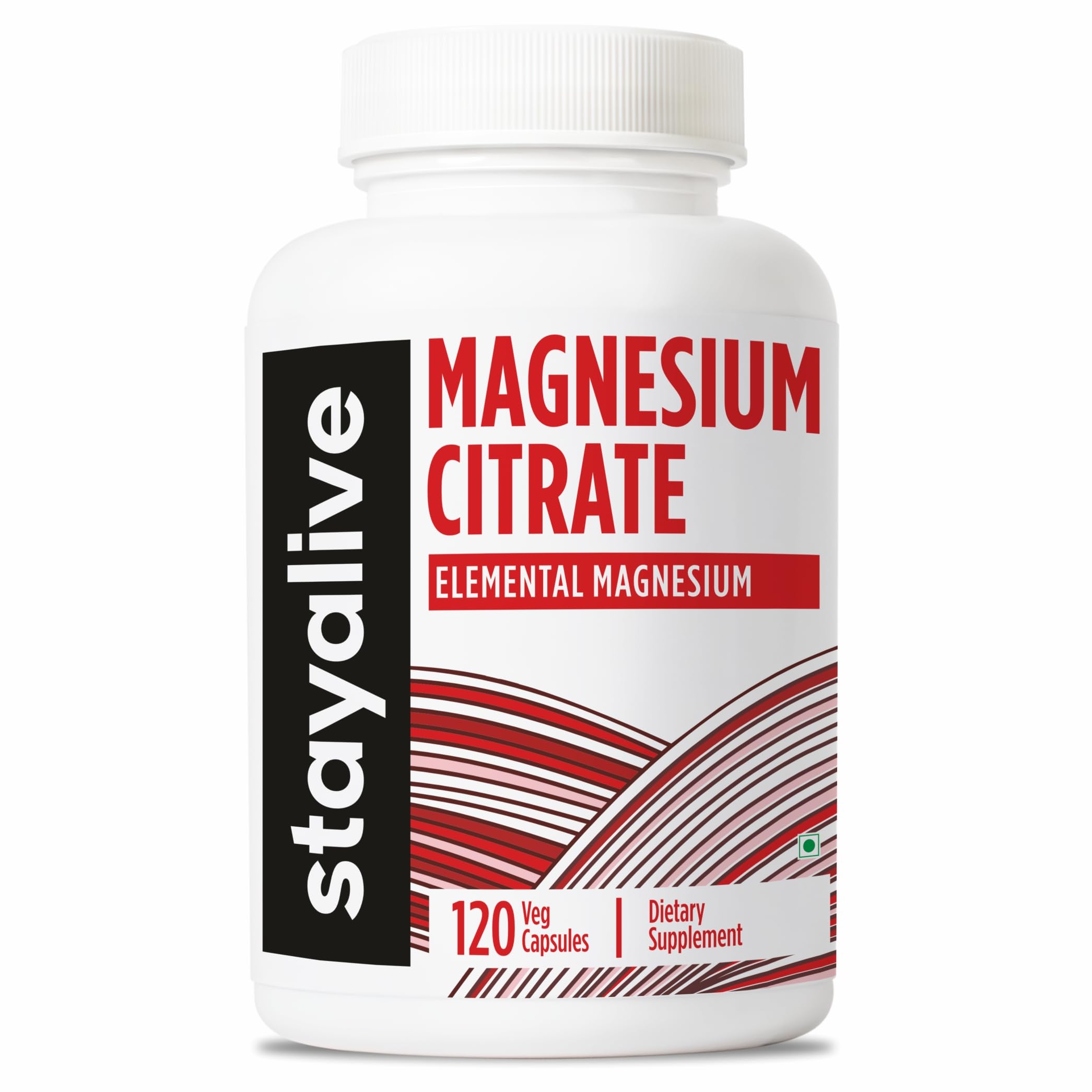 STAY ALIVE Magnesium Citrate Supplement | High Absorption Chelated Magnesium Supplement | Supports Muscle Recovery, Sleep, Bone Health & Energy Production | Non-GMO & Gluten-Free | 120 Capsules