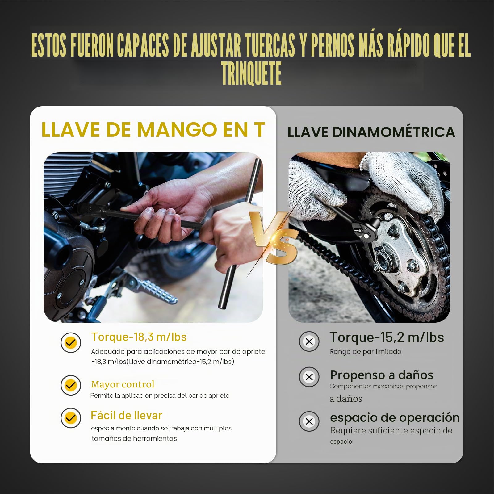 11 Piezas Juego de Llaves de Vaso Métricas de Mango en T 6 Puntos (6mm, 7mm, 8mm, 9mm, 10mm, 11mm, 12mm, 13mm, 15mm, 17mm, 19mm) Acero Cr-V, Vaso Hexagonal para Reparación de Motocicletas y Bicicletas