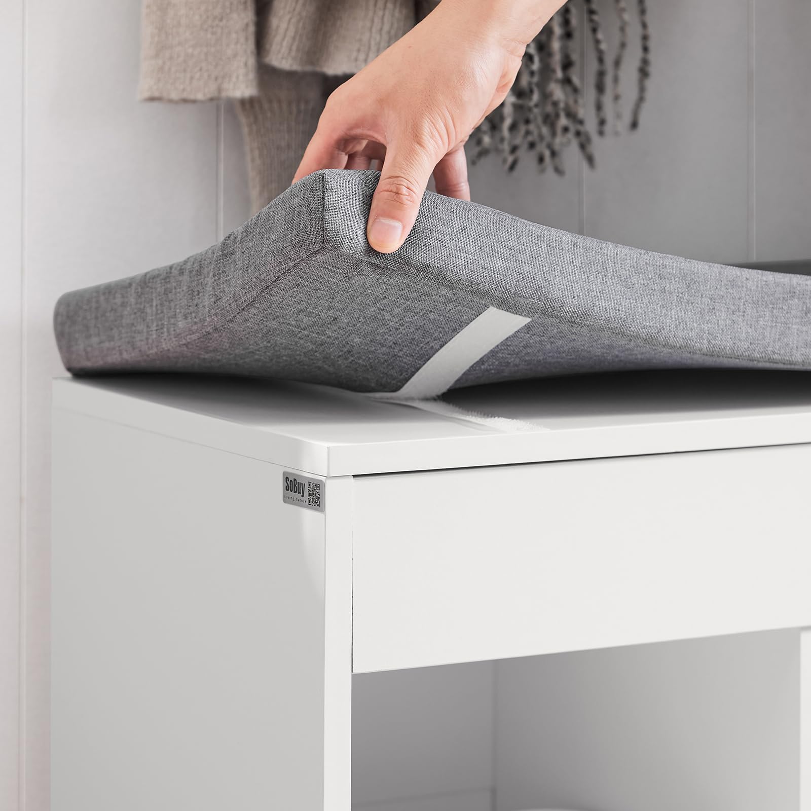SoBuy Schuhbank mit Sitzfläche & 3 Fächern 80x46x30cm für Flur