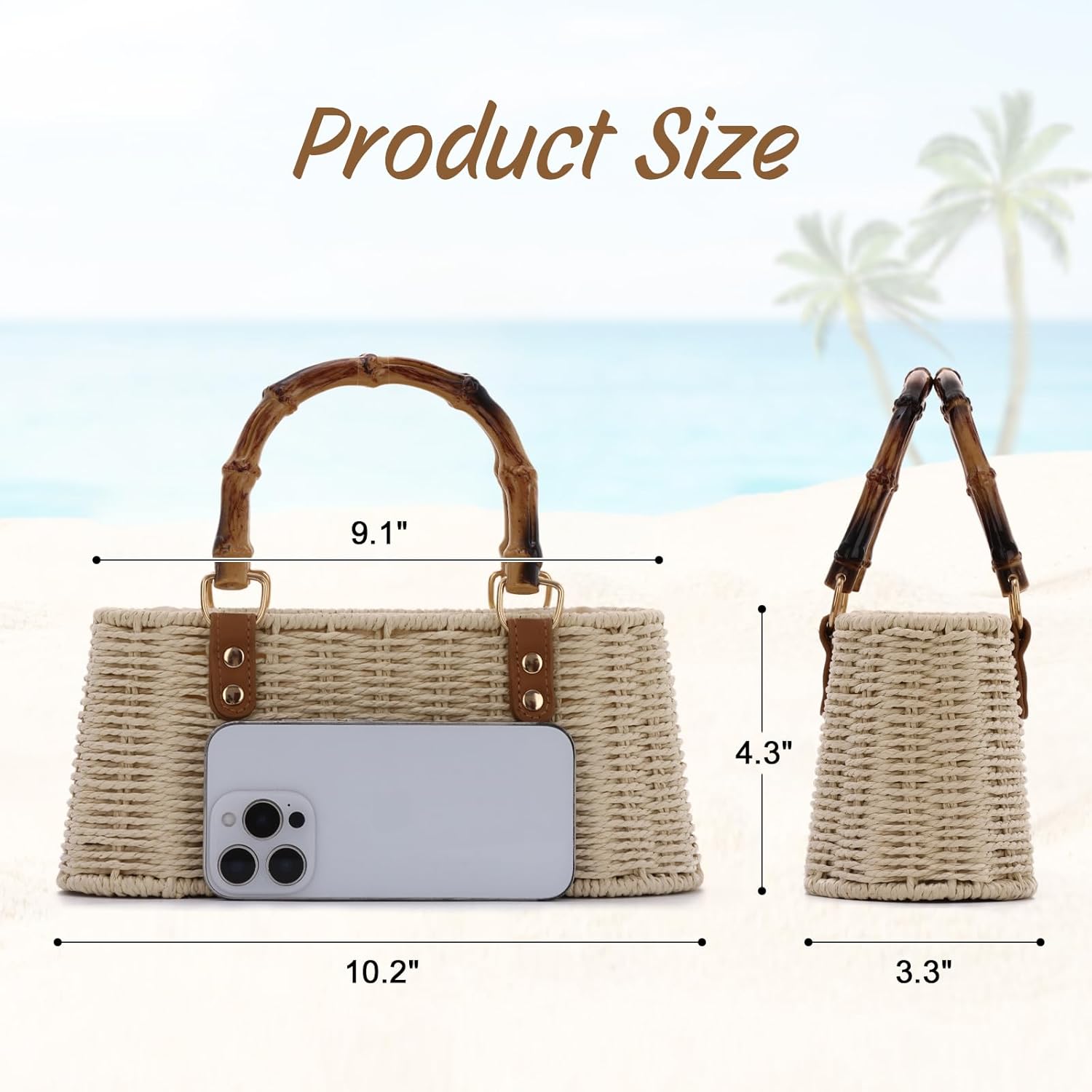 Lanpet Straw Woven Handbags Handmade Summer Beach Bags Wicker Rattan Crossbody Bag for Vacation