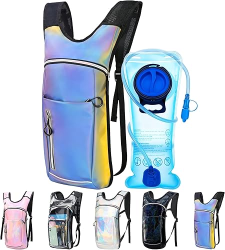 Miniatura 8 de Mochila de hidratación, mochila de agua con vejiga de agua de 2 L, paquete de hidratación esencial para festivales y rave, aislamiento ligero para