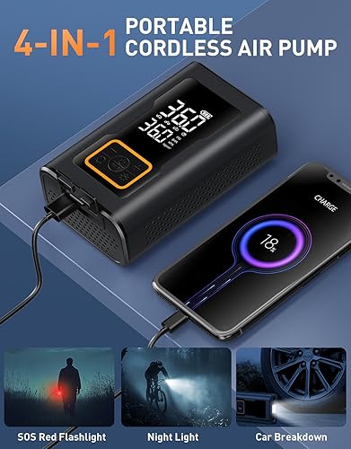 Miniatura 6 de Inflador de neumáticos, compresor de aire portátil, inflador de neumáticos portátil para automóvil, bomba de aire compacta para neumáticos de