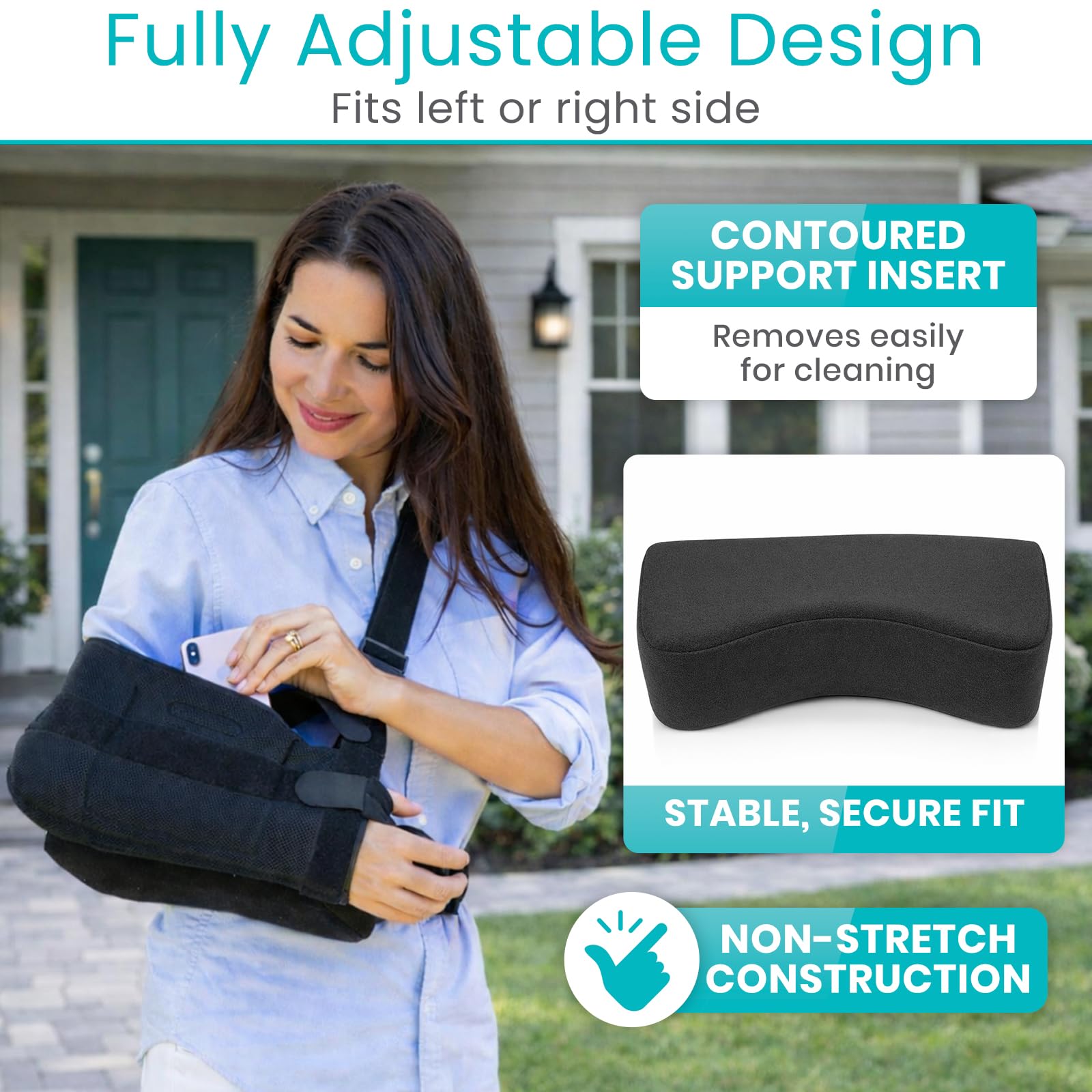 Vive spalla abduction sling - immobilizer per lesioni support - sollievo dal dolore del braccio cuscino per cuffia dei rotatori, sublexion, chirurgia, dislocated, broken arm - brace nero