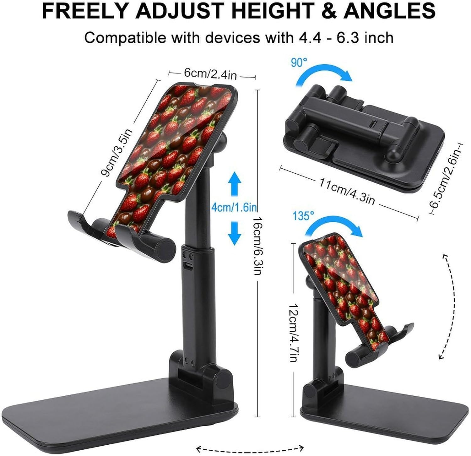 Chocolate Covered Strawberry Plastic Phone Stand with Alloy Base image 2