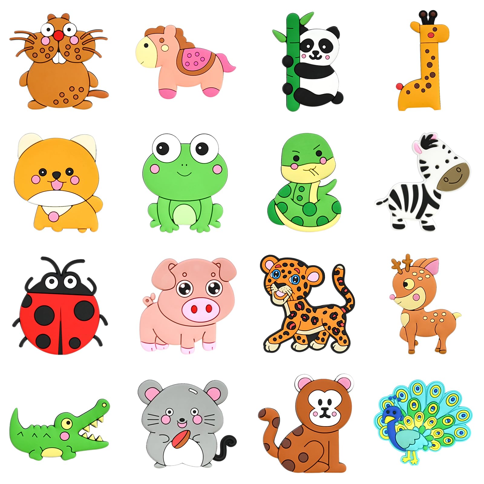 Magnesy na lodówkę dla dzieci, 16 sztuk zwierząt zoo, zabawki magnetyczne, dekoracyjne figurki zwierząt, magnesy do białej tablicy, do przedszkola, domu, klasy, prezent dla chłopców i