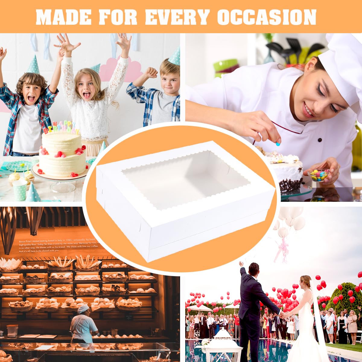 Cake Boxes 10 Pack - White Bakery Boxes -7