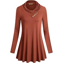 Miusey Womens Long Sleeve Cowl Neck Form Fitting Casual Tunic Top Blouse