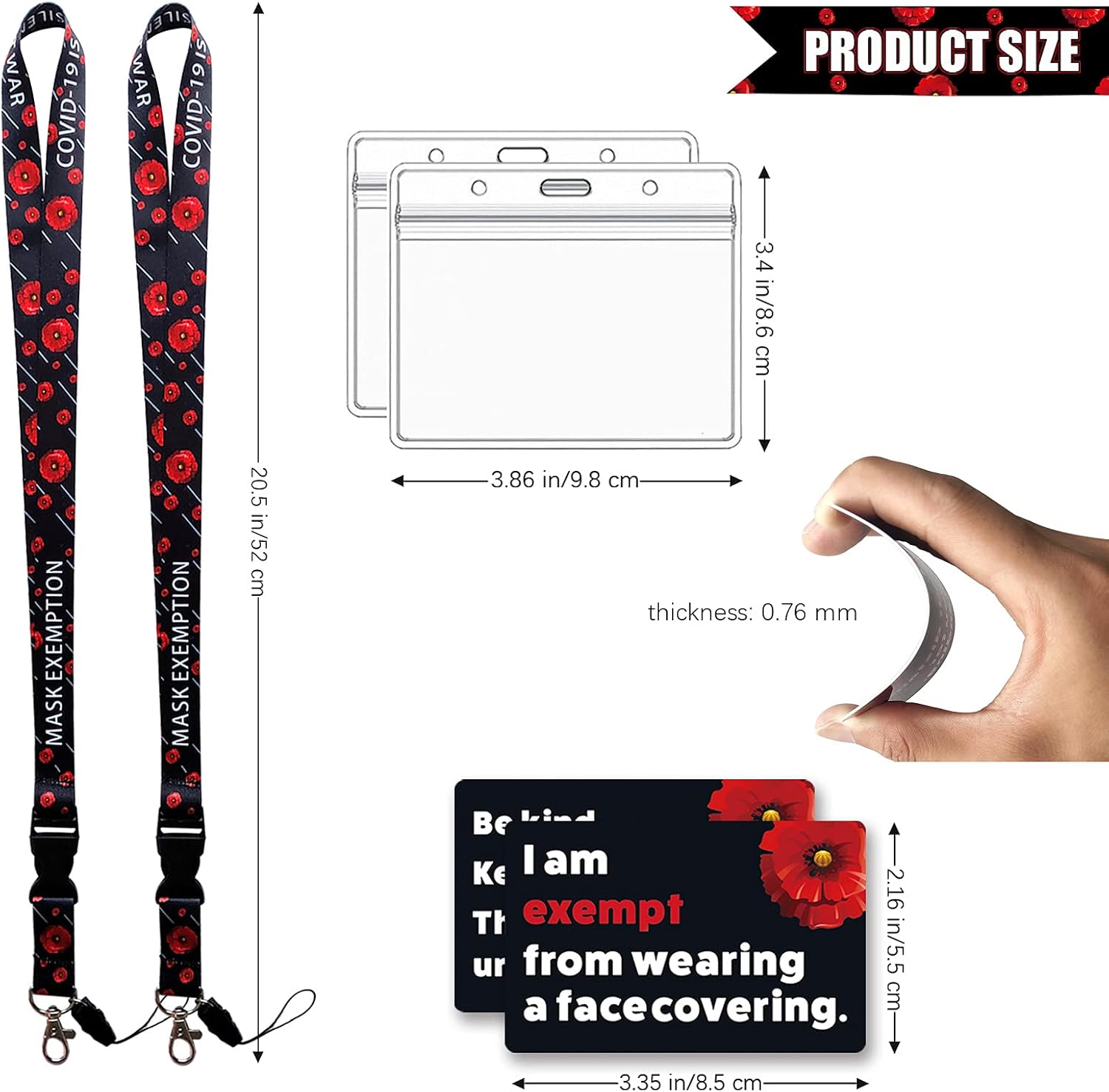 Face Mask Exemption Lanyard Card Kits (2 Packs), Exempt from Wearing