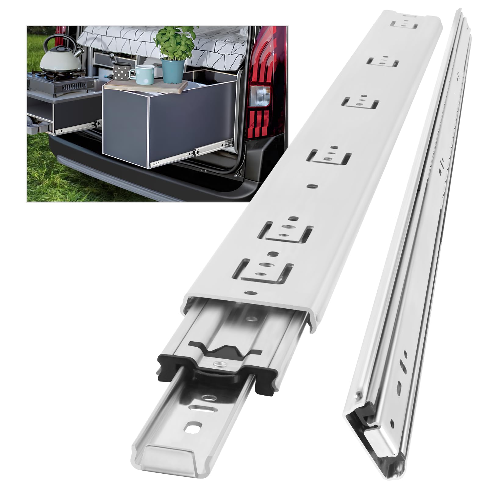 AOLISHENG Schubladenschiene Vollauszug 850 mm, Schwerlastauszug 51 mm Breite mit 50 kg Tragkraft, für Schrank, Werkstatt, Wohnmobil und Industrie, 1 Paar (2 Stück)