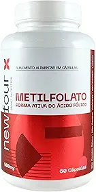 Metilfolato 500mg Forma Ativa do Ácido Fólico 60 Cápsulas Vitamina B9 5 MTHF Suplemento Alimentar Newfour