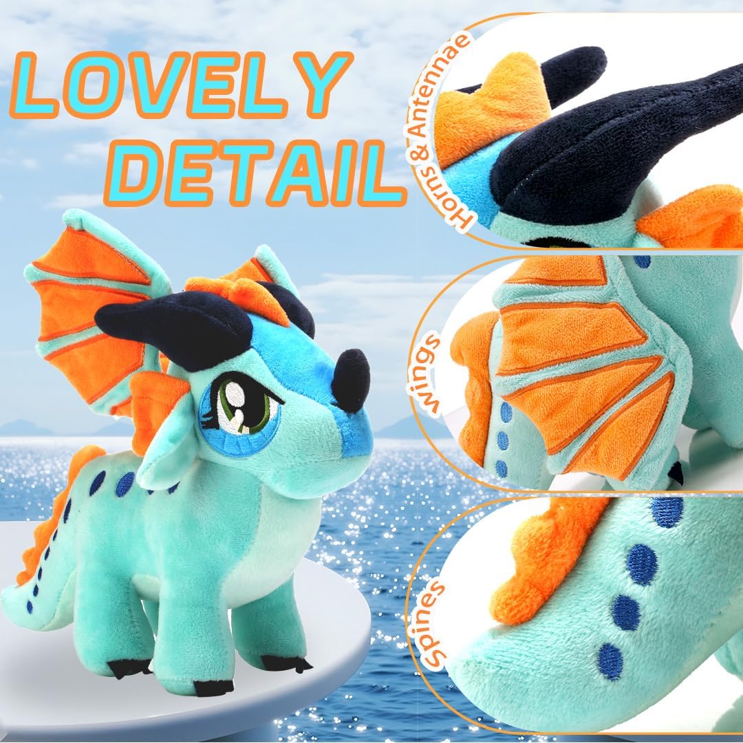 Wings of Fire Dragon Plush Toy - Fire Winged Dragon Plush Pillow - Rainwing Dragon Stuffed Animals - Cute Dragon Doll - Suitable Gifts for Children (Blue)